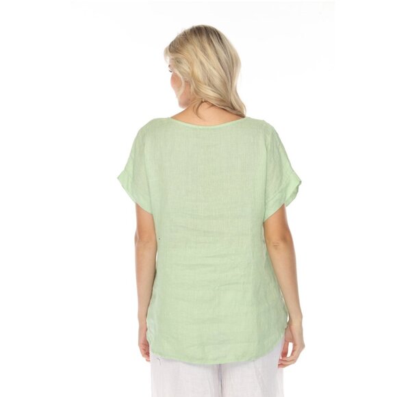 Mint Short Sleeves Top with Side Buttons - Picture 8 of 8